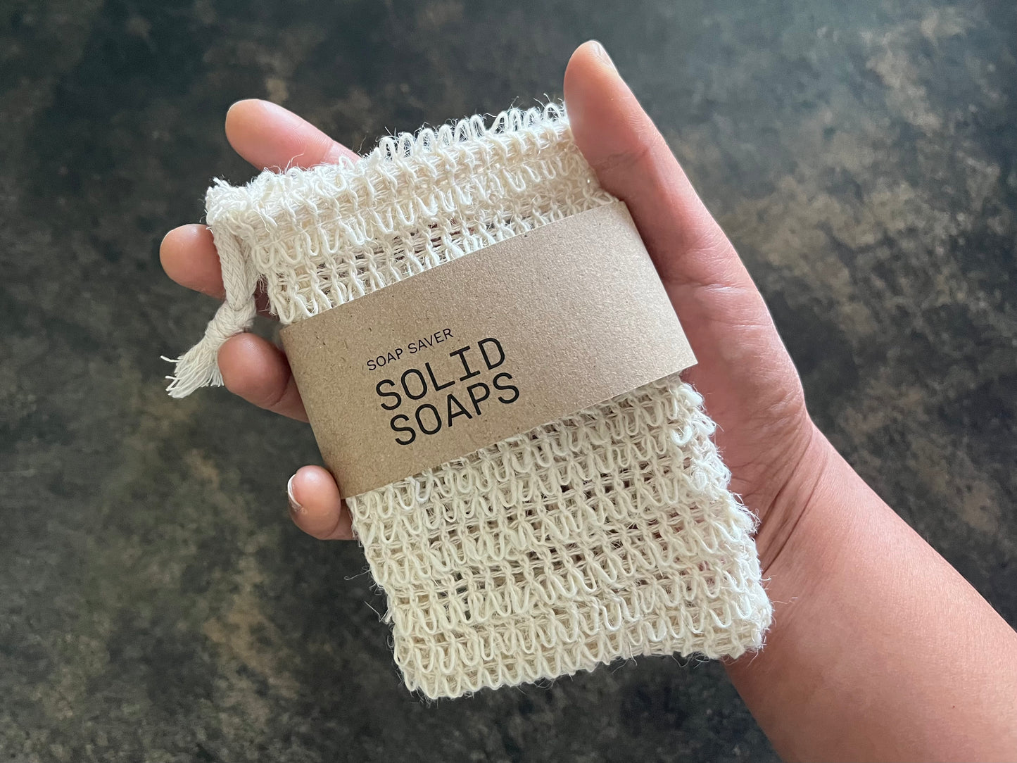 Soap Saver Bag in hand