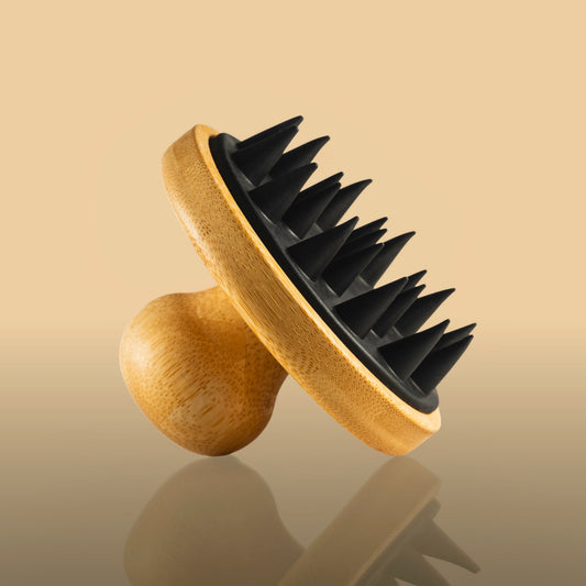 Bamboo and silicone scalp massager