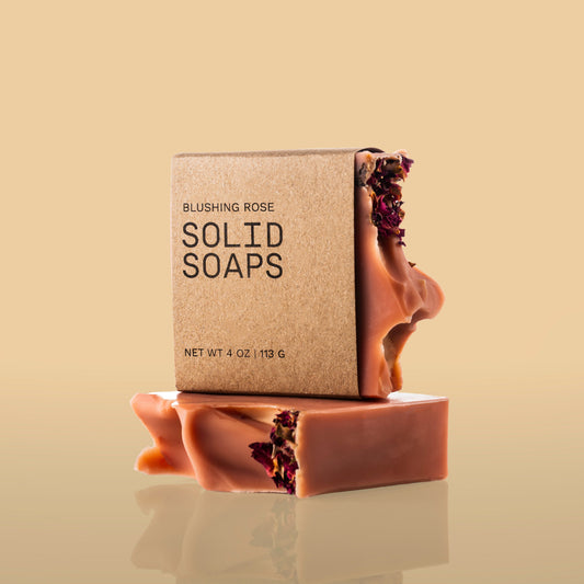 Blushing Rose bar on reflective beige background