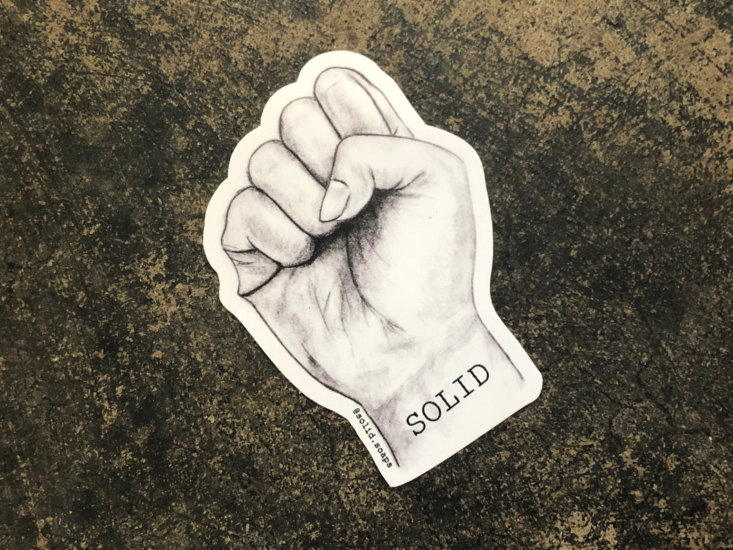 Solid Soaps sticker - fist drawing by Emlyn
